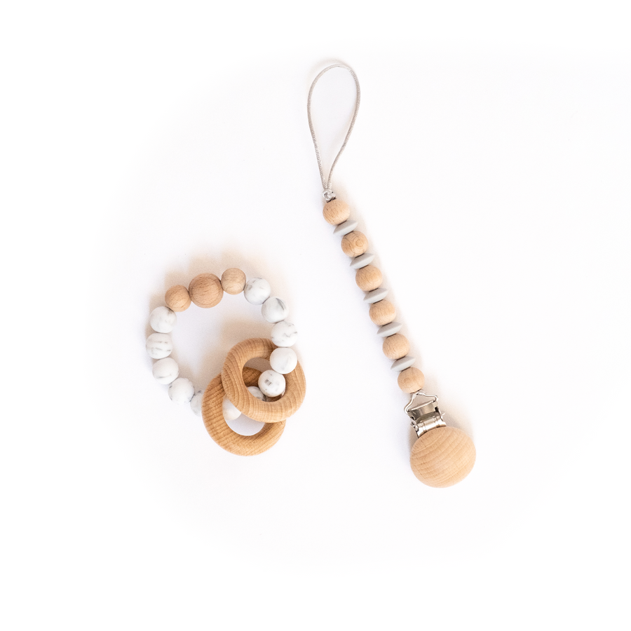 Duo Teething ring and Pacifier clip - Baa Bee