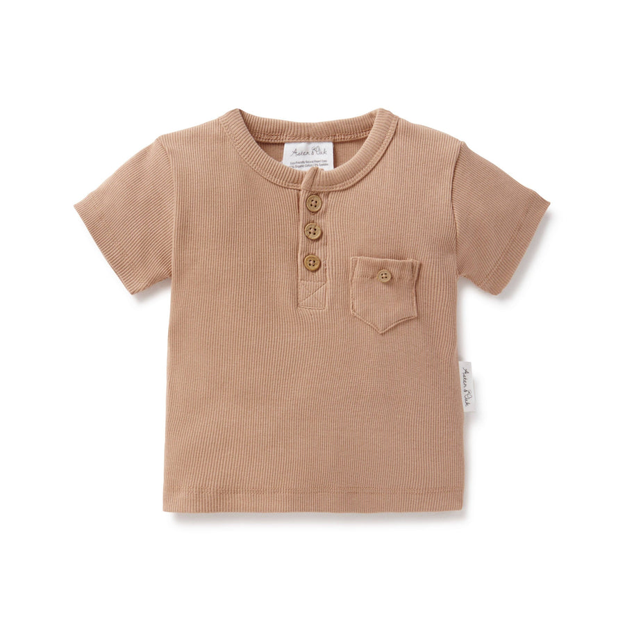 T-shirt Henley Camel Rib - Baa Bee